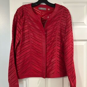 Bagatelle Collection Women’s Red Leather and Mesh Jacket Size Medium